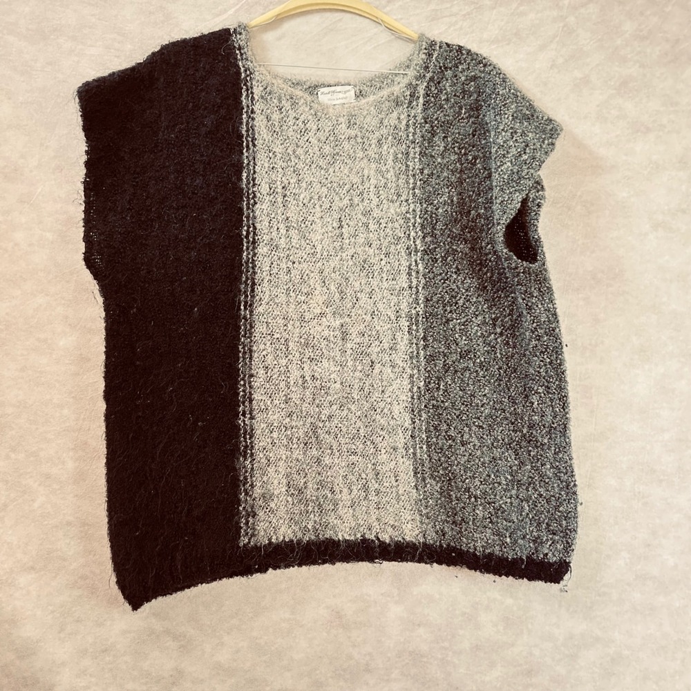Hand Woven Vest by Myra Schegloff Knit Sleeveless‎ Top Black Gray Neutral